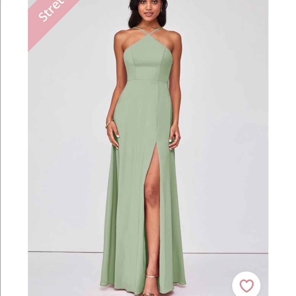 Azazie dusty sage bridesmaid dress
